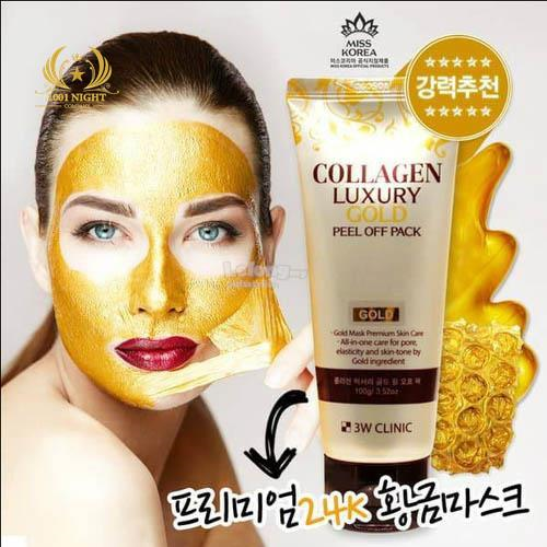 МАСКА-ПЛЕНКА С КОЛЛАГЕНОМ И ЗОЛОТОМ 3W CLINIC COLLAGEN & LUXURY GOLD PEEL OFF PACK