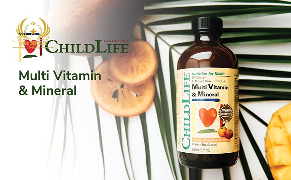 ВИТАМИНЫ ДЛЯ ДЕТЕЙ (MULTI VITAMIN & MINERAL), CHILDLIFE, АПЕЛЬСИН-МАНГО, 237 МЛ